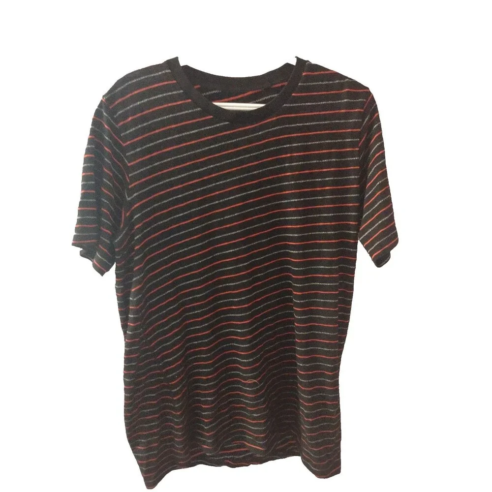 Rag & Bone T Shirt Men's Small Casual Black Red/Grey Striped - Picture 1 of 7